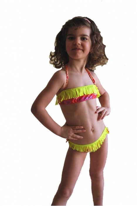 Děti Bikini Plavky bando Makramé dna s vazbami 1115